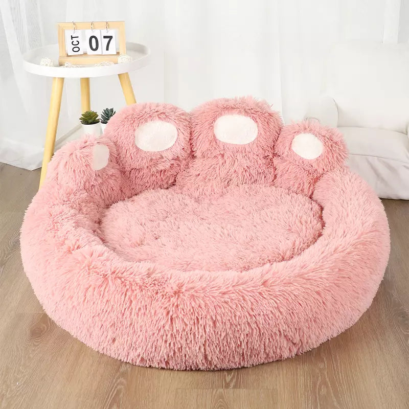 Giant paw snuggle pet bed - brown fur