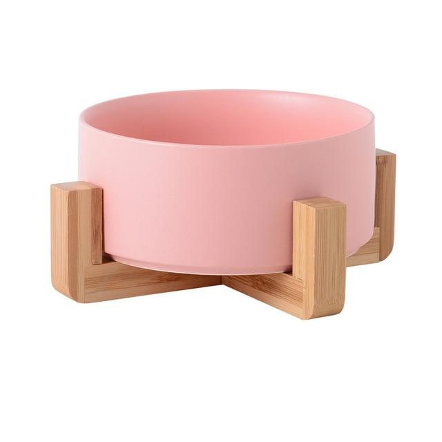 Nourish Solo Pet Feeder bowl and frame, pink.