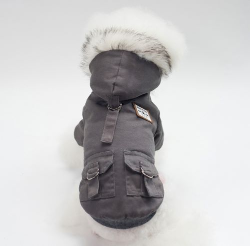 Army Style Fur Hooded Coat For Small Dogs Cats