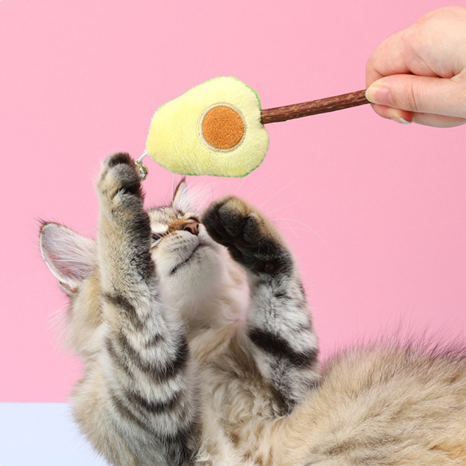 Avocado Bell Catnip Stick Cat Toy With Playing Cat