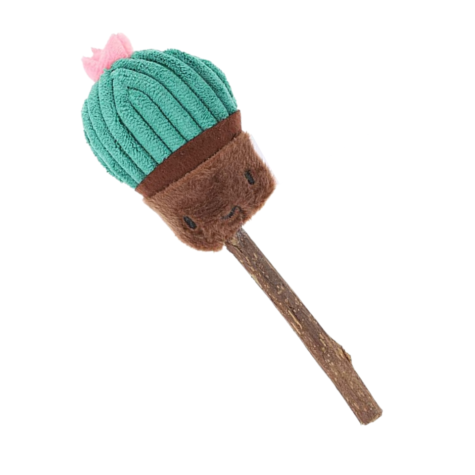 Cactus cat teaser stick wand toy